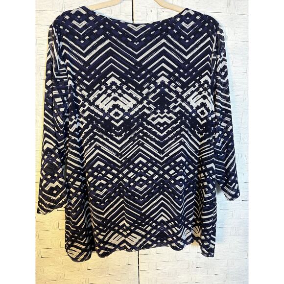 Alfani women’s blouse tiered layered feminine white 3/4 sleeves plus size  - Picture 2 of 9